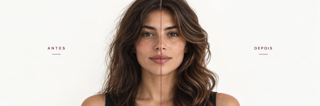 Antes e depois — simulação de visagismo
